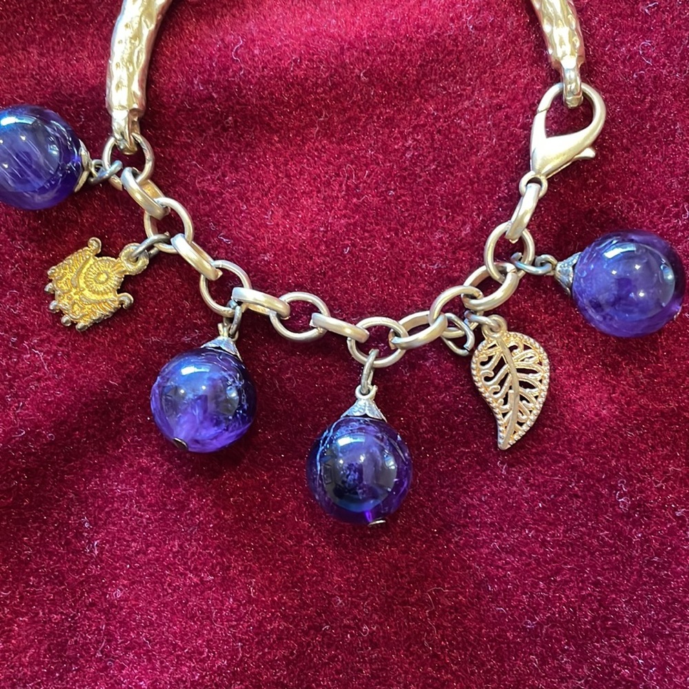 Handmade Natural Amethyst Stone Bracelet - Picture 2 of 5